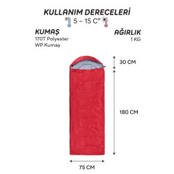 AndOutdoor NewCebu Uyku Tulumu-KIRMIZI - 5