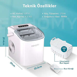 Euhomy Bullet Kapsül Buz Makinesi-BEYAZ - 8