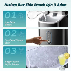 Euhomy Nugget Granül Buz Makinesi-SİYAH - 5