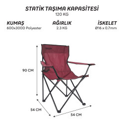FreeCamp 9902B Sage Katlanır Kamp Sandalyesi-BORDO - FreeCamp (1)