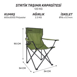 FreeCamp 9902B Sage Katlanır Kamp Sandalyesi-HAKİ - FreeCamp (1)