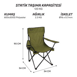 FreeCamp 9902B Sage Katlanır Kamp Sandalyesi-HAKİ - 7