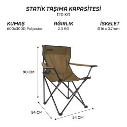 FreeCamp 9902B Sage Katlanır Kamp Sandalyesi-KAHVERENGİ - 2
