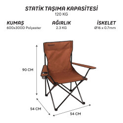 FreeCamp 9902B Sage Katlanır Kamp Sandalyesi-KAHVERENGİ - 7