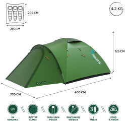 FreeCamp BARON 3 - 4 Mevsim 3 Kişilik Çadır - 8