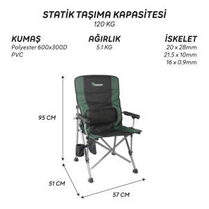 FreeCamp Foster Katlanır Sandalye-HAKİ-SİYAH - 3