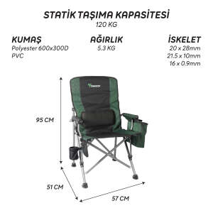 FreeCamp Foster Plus Buzluklu Katlanır Sandalye-HAKİ-SİYAH - 4