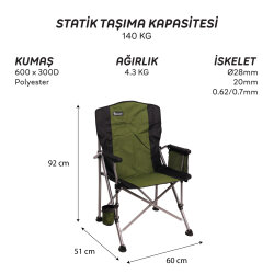 FreeCamp Huxley Trail Katlanır Sandalye-HAKİ-SİYAH - 5