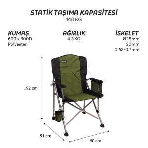 FreeCamp Huxley Trail Katlanır Sandalye-HAKİ-SİYAH - 5