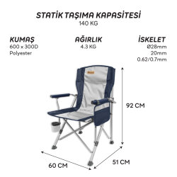 FreeCamp Huxley Trail Katlanır Sandalye-LACİVERT-GRİ - 2