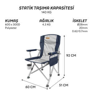 FreeCamp Huxley Trail Katlanır Sandalye-LACİVERT-GRİ - 2