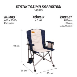 FreeCamp Huxley Trail Katlanır Sandalye-LACİVERT-GRİ - 6