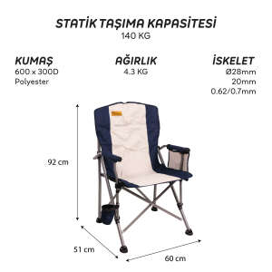 FreeCamp Huxley Trail Katlanır Sandalye-LACİVERT-GRİ - 6
