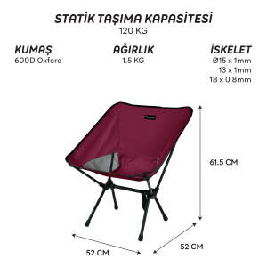 FreeCamp Jett Katlanır Sandalye-BORDO - 8
