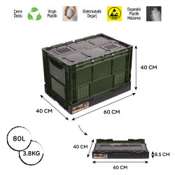 FreeCamp Katlanır Kamp Kasası Kapaklı 80 Litre - 8