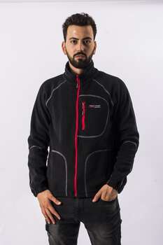 FreeCamp Man Full Zipper Fleece Polar-SİYAH-KIRMIZI