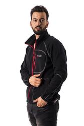 FreeCamp Man Full Zipper Fleece Polar-SİYAH-KIRMIZI - Thumbnail