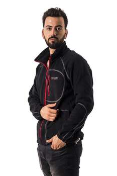 FreeCamp Man Full Zipper Fleece Polar-SİYAH-KIRMIZI