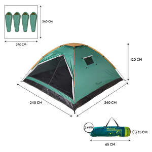 FreeCamp Monodome Plus 4 Kişilik Kamp Çadırı-YEŞİL - 16