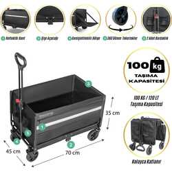 FreeCamp Nest 250 Katlanır Wagon Araba - Thumbnail
