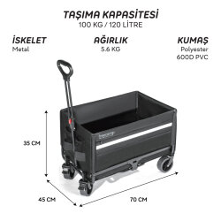 FreeCamp Nest 300 Katlanır Kilit Tekerli Wagon Araba - 5