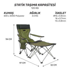 FreeCamp Phoenix Katlanır Masalı Sandalye-HAKİ-SİYAH - 2