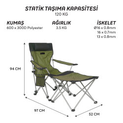 FreeCamp Phoenix Katlanır Masalı Sandalye-HAKİ-SİYAH - FreeCamp (1)
