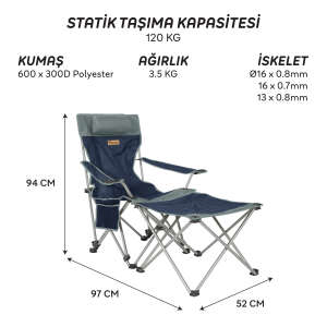 FreeCamp Phoenix Katlanır Masalı Sandalye-LACİVERT-GRİ - 2
