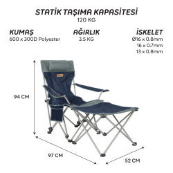FreeCamp Phoenix Katlanır Masalı Sandalye-LACİVERT-GRİ - FreeCamp (1)