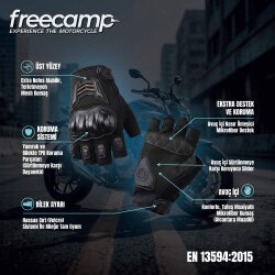 FreeCamp Power Yarım Parmak Motosiklet Eldiveni EN 13594-SİYAH-TURUNCU - 3