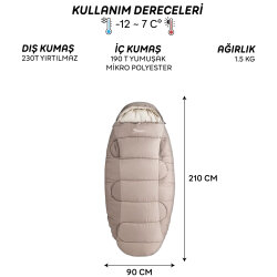 FreeCamp Sleepwell 300 Uyku Tulumu-BEJ - 2