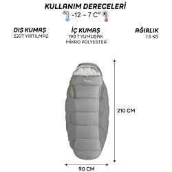FreeCamp Sleepwell 300 Uyku Tulumu-GRİ - FreeCamp (1)