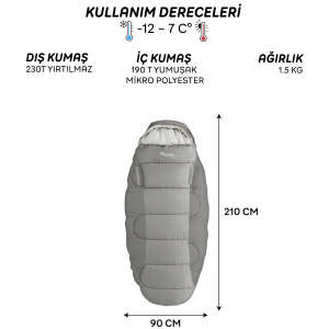 FreeCamp Sleepwell 300 Uyku Tulumu-GRİ - 2
