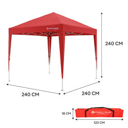 FreeCamp Soria AND1025 240x240cm Pe Otomatik Tente-KIRMIZI - 4