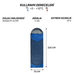 FreeCamp Traveller Envelope Uyku Tulumu-LACİVERT - 6