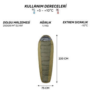 FreeCamp Trekker Mummy Uyku Tulumu-YEŞİL - 6