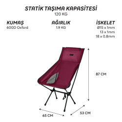 FreeCamp Waylay Katlanır Sandalye-BORDO - 6