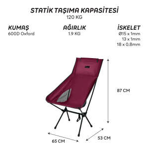 FreeCamp Waylay Katlanır Sandalye-BORDO - 6
