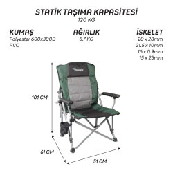 FreeCamp Wayne Katlanır Sandalye-HAKİ-SİYAH - 3