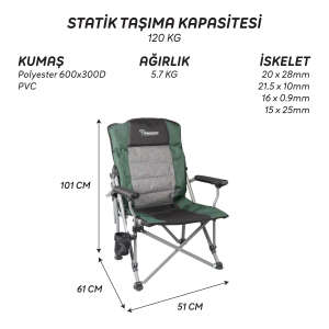 FreeCamp Wayne Katlanır Sandalye-HAKİ-SİYAH - 3