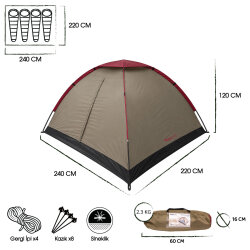 FreeLife Monodome First 4 Kişilik Çadır-KAHVERENGİ - 8