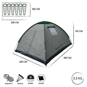 FreeLife Monodome King 6 Kişilik Çadır-GRİ-YEŞİL - 2