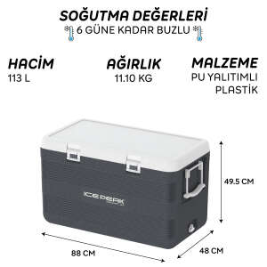 IcePeak CoolCraft 120 Buzluk 113 Litre-FÜME - 8