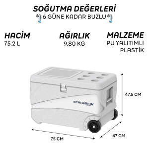 IcePeak CoolCraft 80 Tekerlekli Buzluk 75.2 Litre-BEYAZ - 8