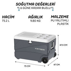 IcePeak CoolCraft 80 Tekerlekli Buzluk 75.2 Litre-FÜME - 8