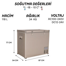 Icepeak Danfo 120 DX Kompresörlü Çift Kontrollü Oto Buzdolabı 118 Litre - Icepeak (1)