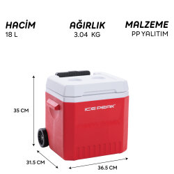 Icepeak IceCube Tekerlekli Buzluk 18 Litre-KIRMIZI - 6