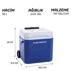 Icepeak IceCube Tekerlekli Buzluk 18 Litre-LACİVERT - 6