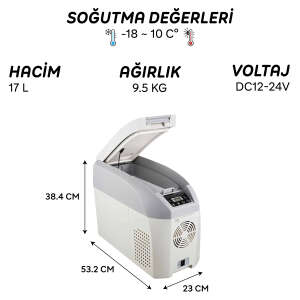 Icepeak Kompresörlü Oto Buzdolabı 12V/24V 17 Litre - 4