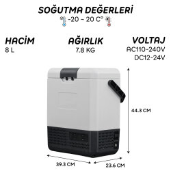 Icepeak Nahio Kompresörlü Buzdolabı 8 Litre-SİYAH-BEYAZ - 8